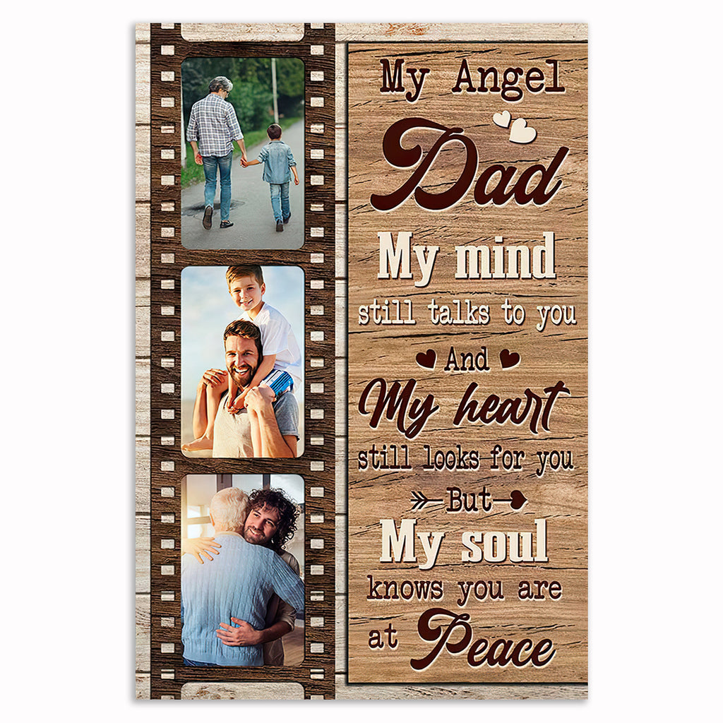 Personalized My Angel Dad Memorial Canvas – Photo Sympathy Gift