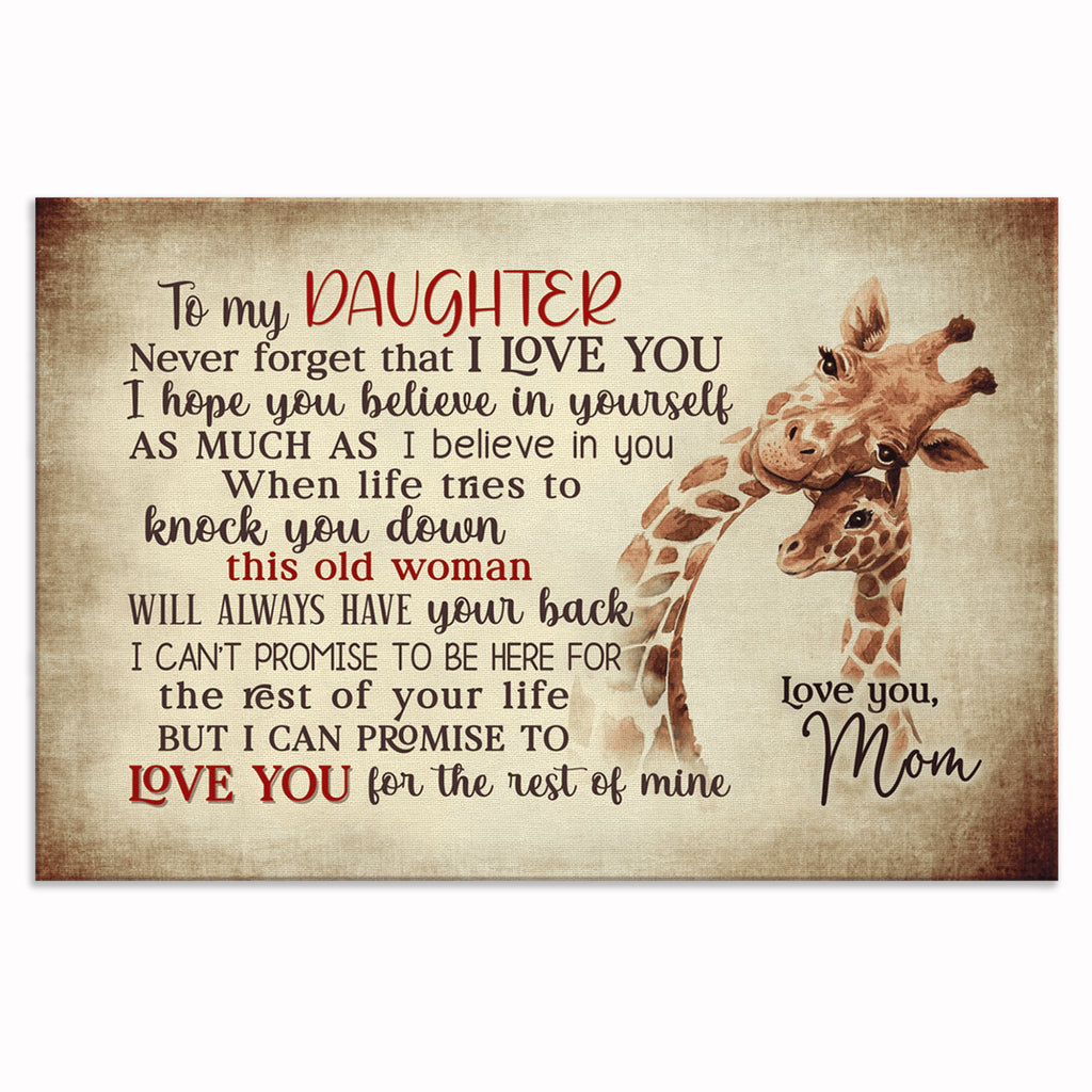 To My Daughter Giraffe Canvas – Gift For Daughter Wall Art