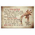 To My Daughter Giraffe Canvas – Gift For Daughter Wall Art