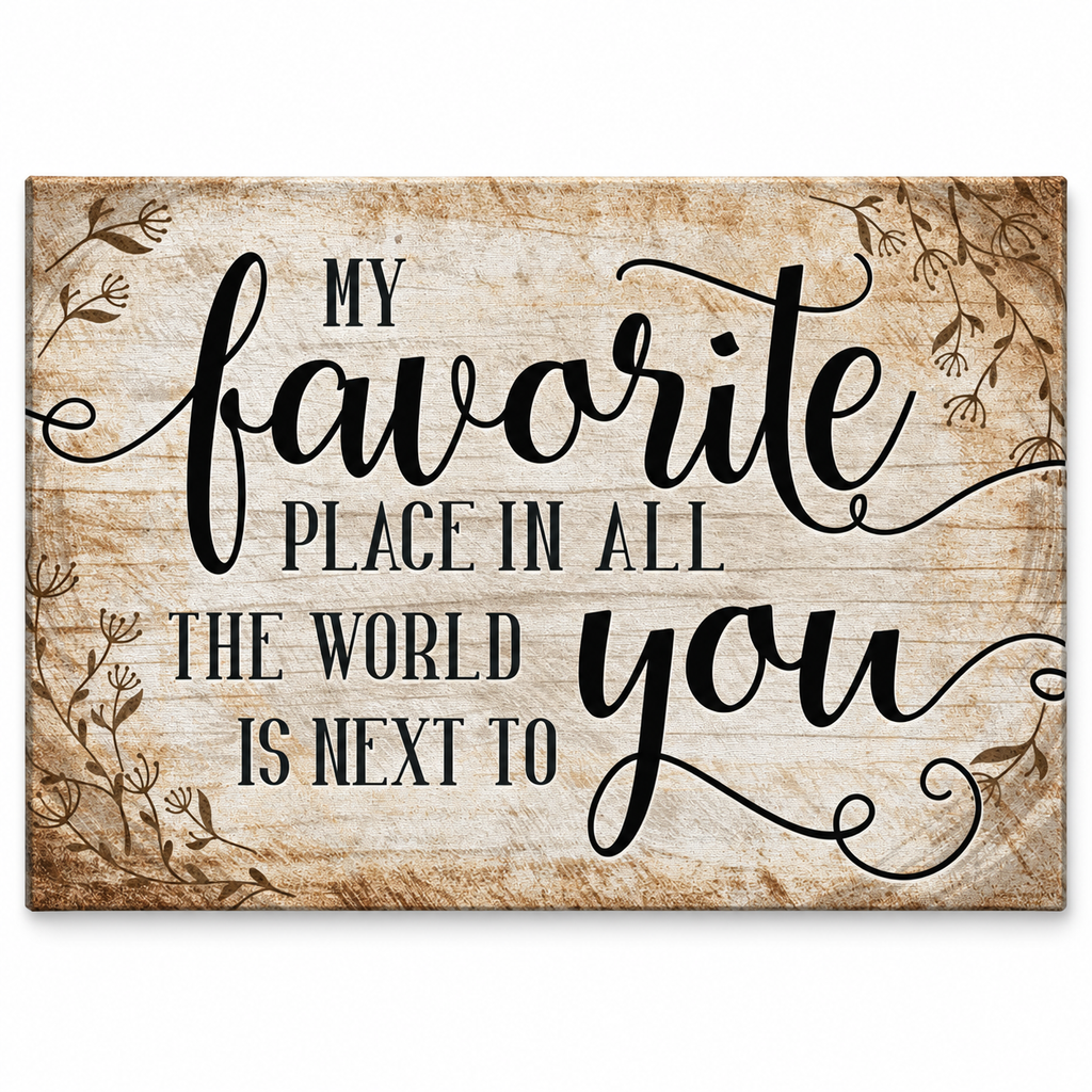 My Favorite Place Is Next To You Canvas – Grey Bedroom Wall Art