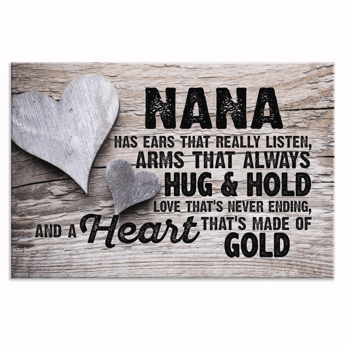 Nana Ears That Listen Heart Of Gold Canvas – Gift For Nana