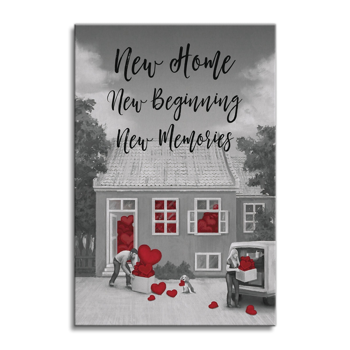 New Home New Beginning New Memories Canvas – Housewarming Wall Art