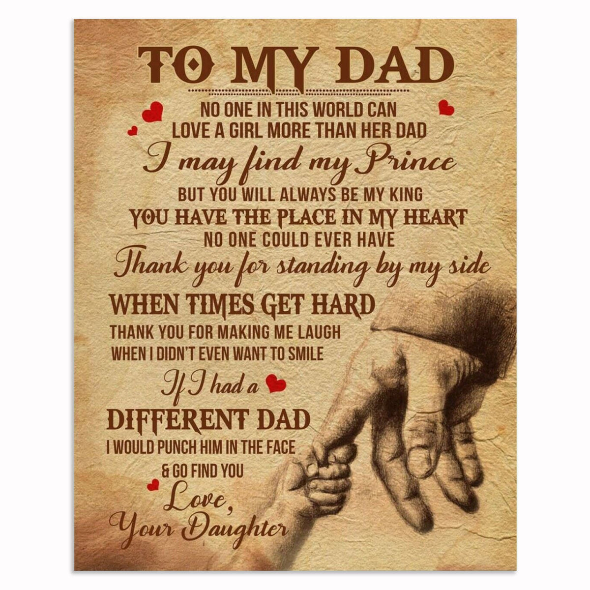 To My Dad No One Can Love A Girl More Canvas – Father's Day Wall Art