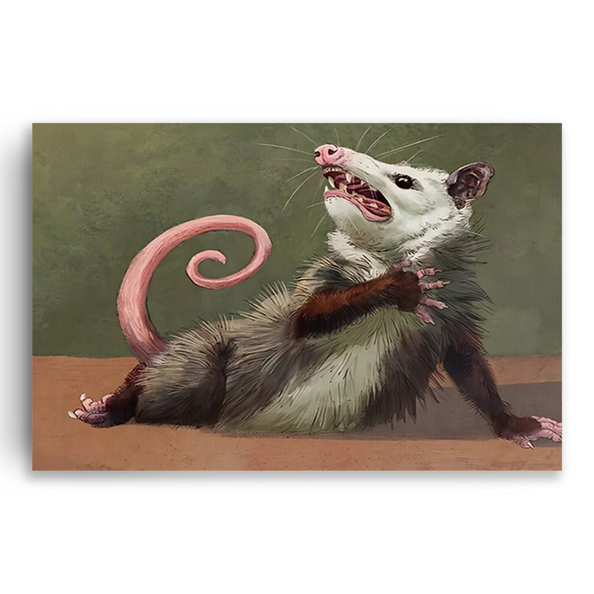 Funny Opossum Canvas Wall Art – Quirky Animal Portrait Decor