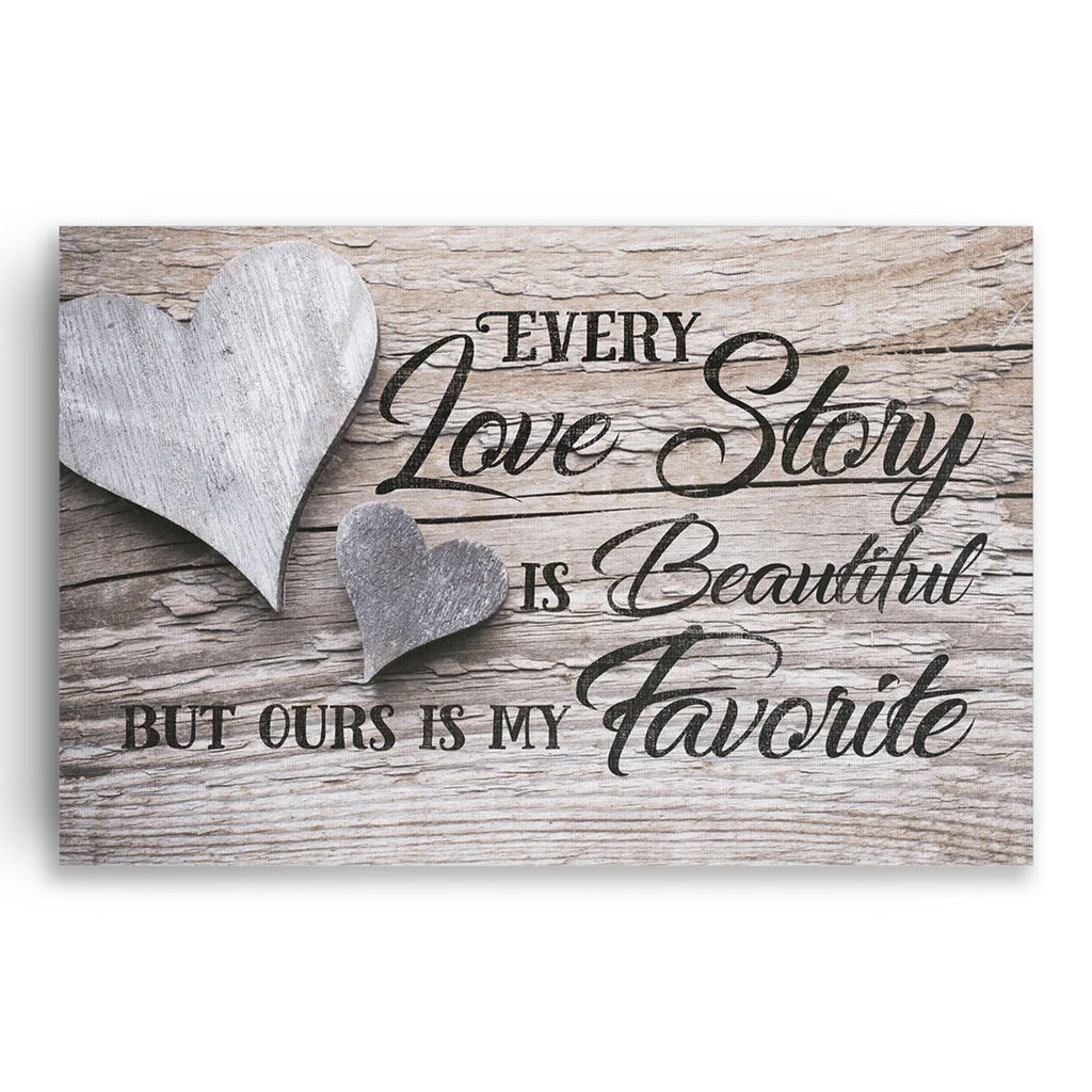 Our Love Story Is My Favorite Canvas – Grey Bedroom Couple Wall Art