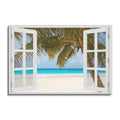 Palm Beach Window View Canvas – Coastal Faux Window Wall Art