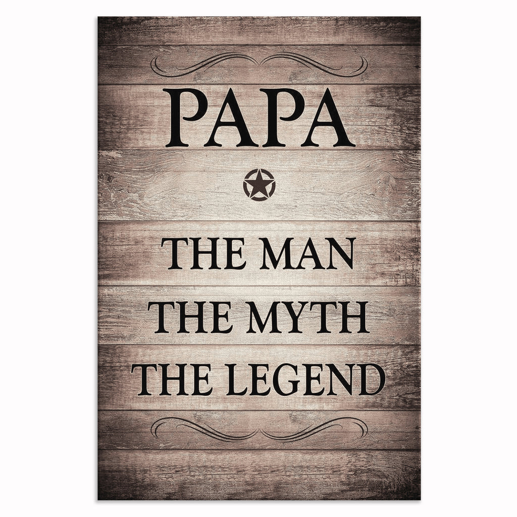 Papa The Man The Myth The Legend Canvas – Grandpa Wall Art