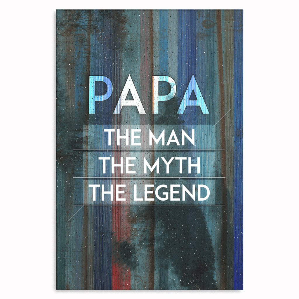Papa The Man The Myth The Legend Blue Canvas – Grandpa Gift