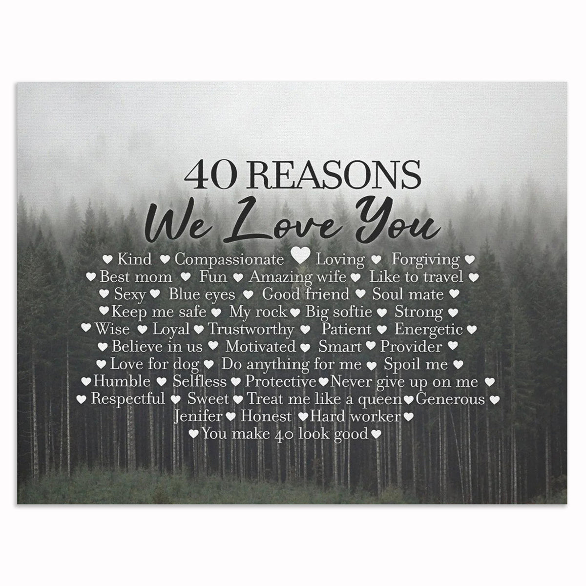 Personalized Reasons We Love You Canvas – Custom Milestone Birthday
