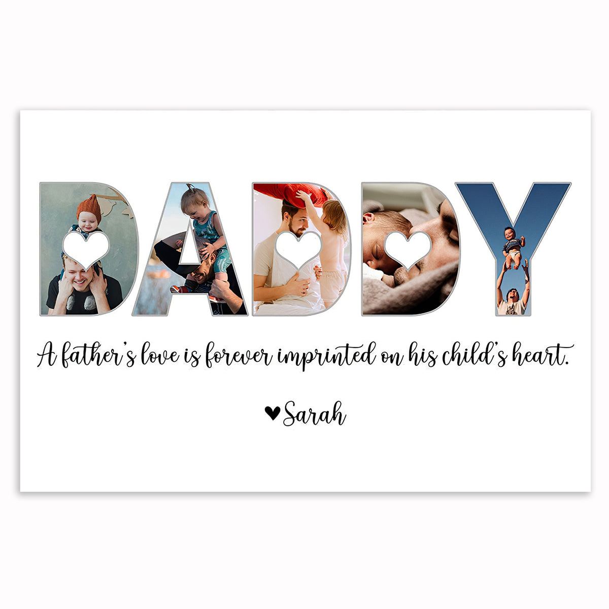 Personalized DADDY Handprint Canvas – Father's Day Custom Photo Gift
