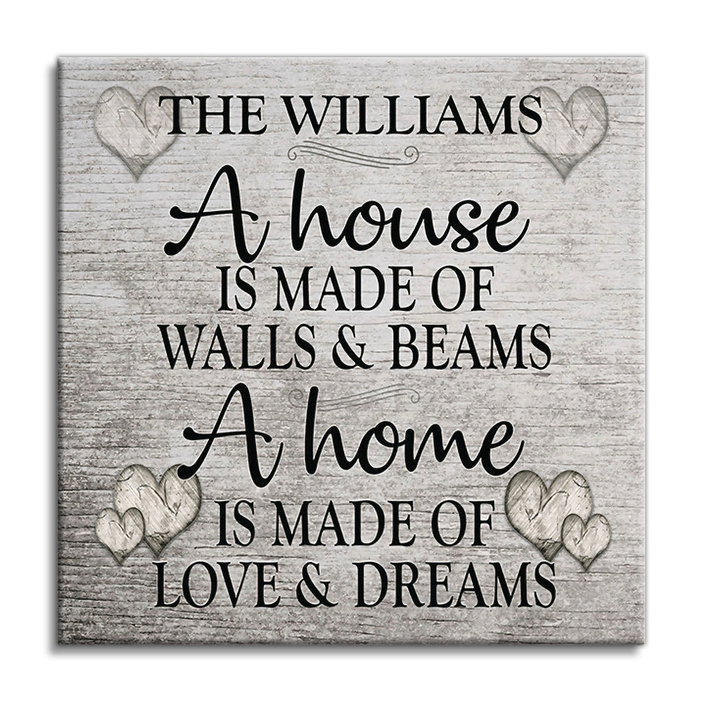 Personalized Family Name A House Is Made Of Walls Canvas – Custom Sign