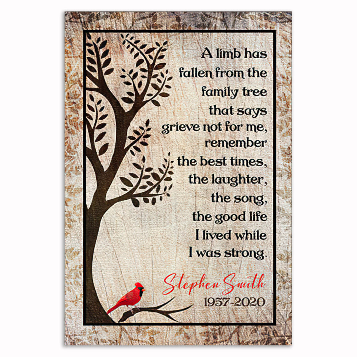 Personalized A Limb Has Fallen From The Family Tree Canvas – Memorial