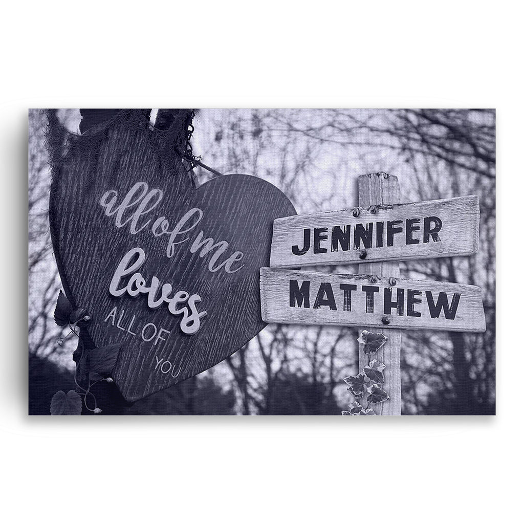 Personalized All Of Me Loves All Of You Names Canvas – Couple Gift