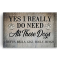 Personalized All These Dogs Canvas – Custom Dog Names Wall Art