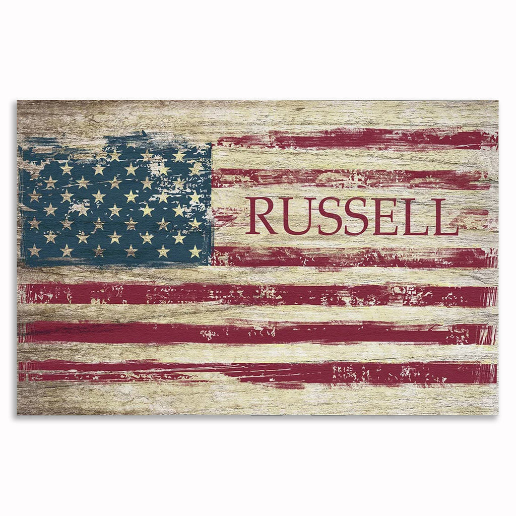 Personalized American Flag Family Name Canvas – Custom Patriotic Wall