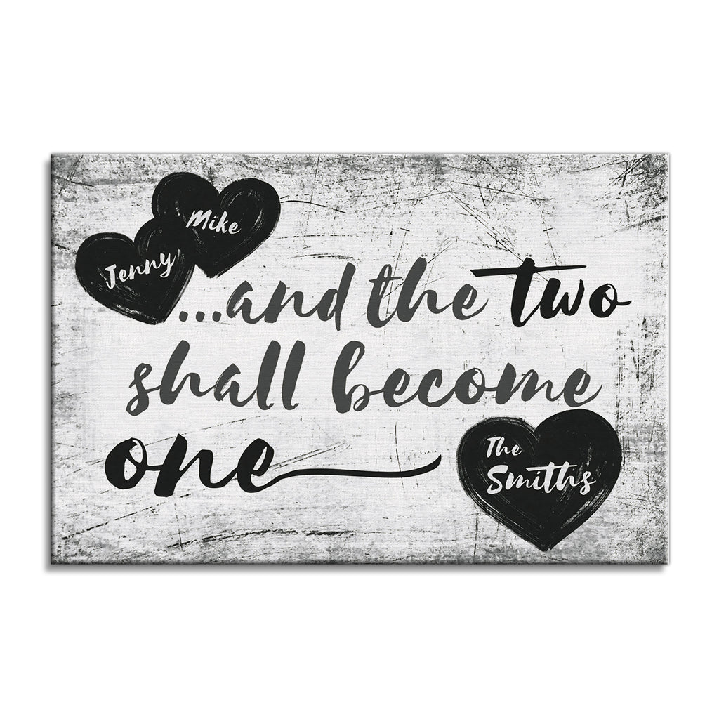 Personalized And The Two Shall Become One Canvas – Christian Wedding