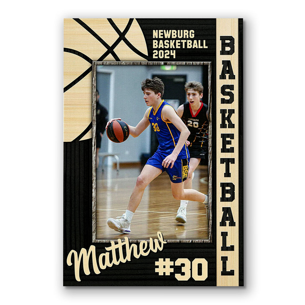 Personalized Basketball Photo Canvas – Custom Player Name And Number