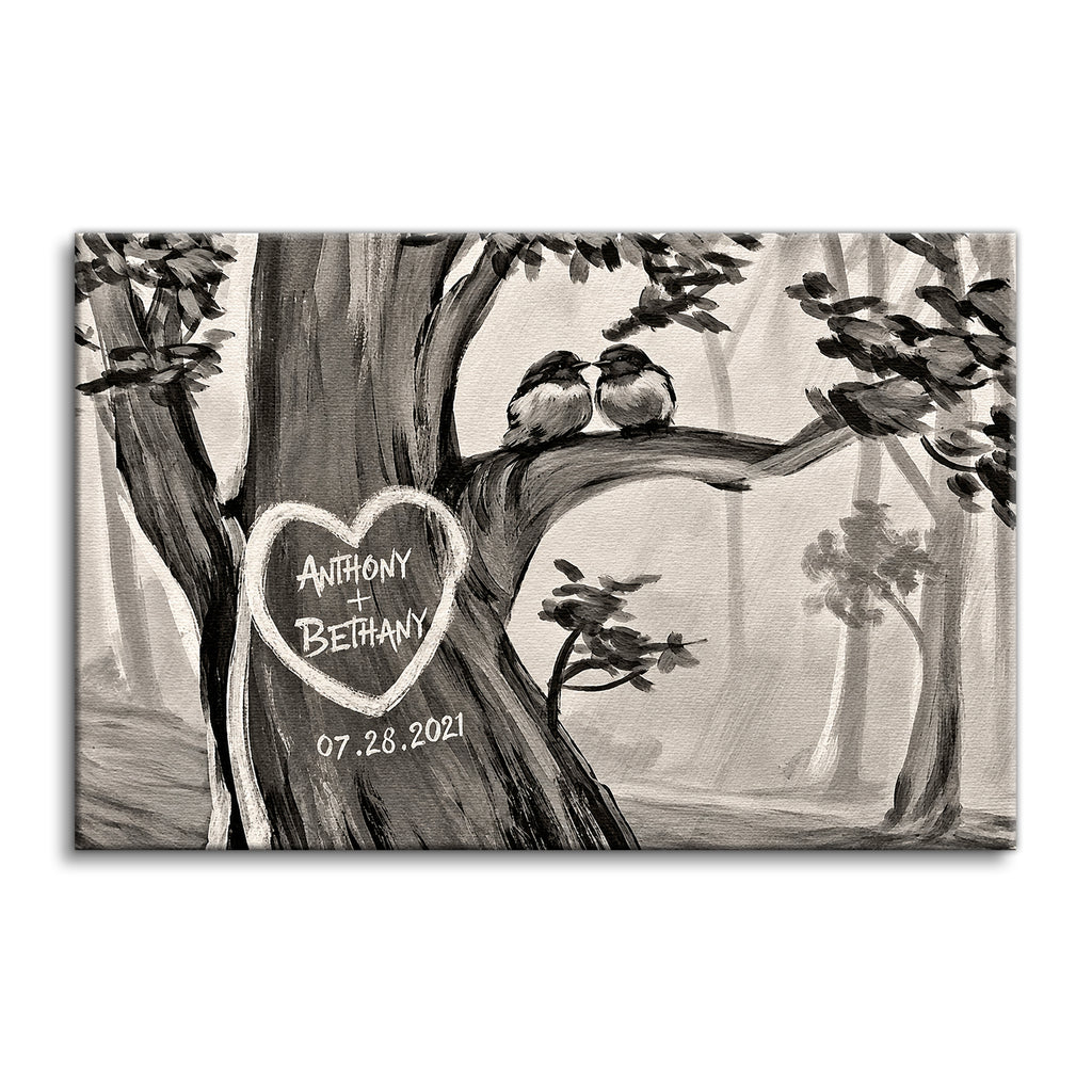 Personalized Birds On A Tree Family Canvas – Custom Names Wall Art