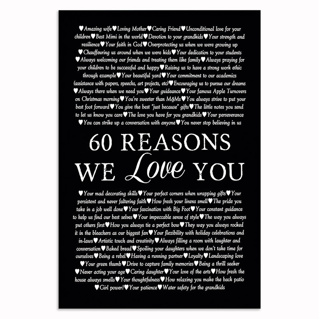 Personalized Reasons We Love You Canvas – 60th Birthday Custom Gift