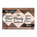 Personalized Bless The Food Family Name Canvas – Rustic Dining Wall