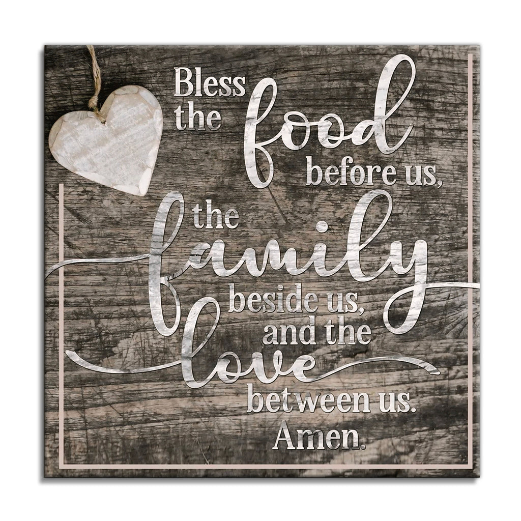 Personalized Bless The Food Tall Canvas – Custom Family Name Wall Art