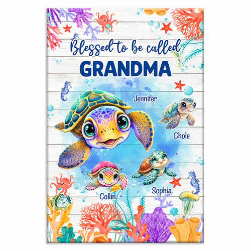 Personalized Blessed To Be Called Grandma Canvas – Custom Names Gift