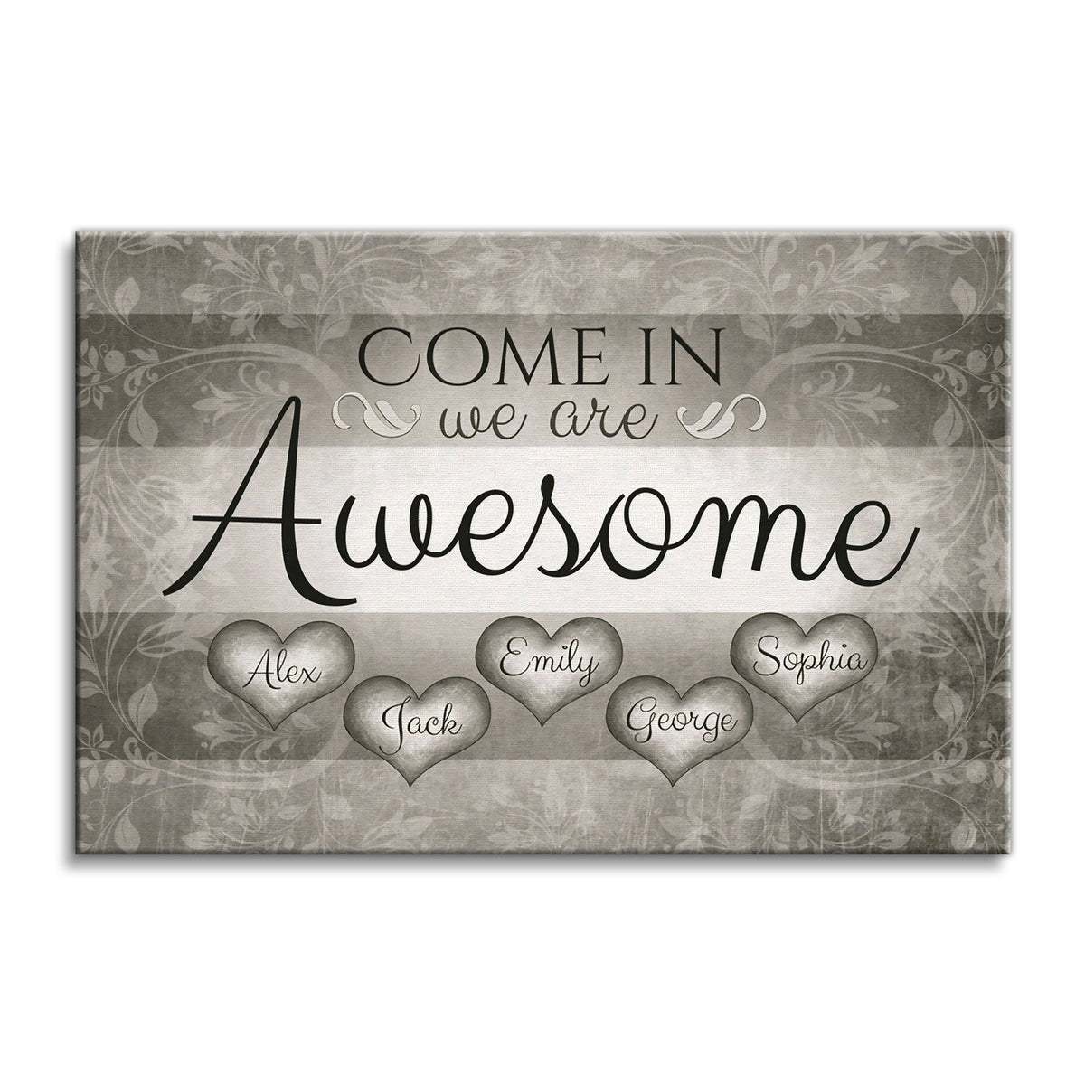Personalized Come In We Are Awesome Canvas – Custom Family Name Sign