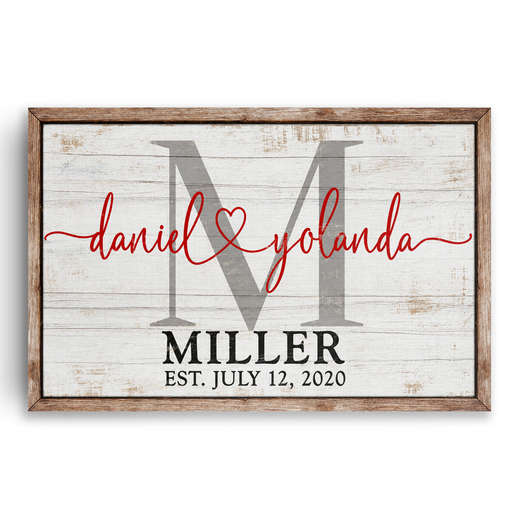 Personalized Couple Names Rustic Canvas – Custom Surname And Date