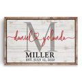 Personalized Couple Names Rustic Canvas – Custom Surname And Date