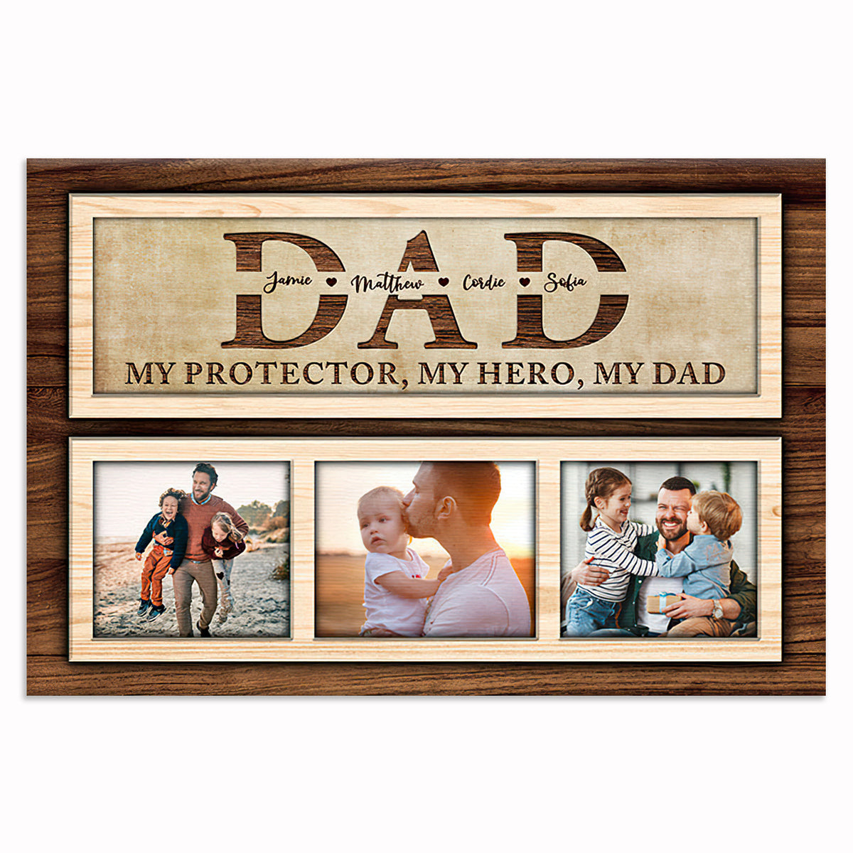 Personalized Dad My Protector My Hero Canvas – Father's Day Photo Gift