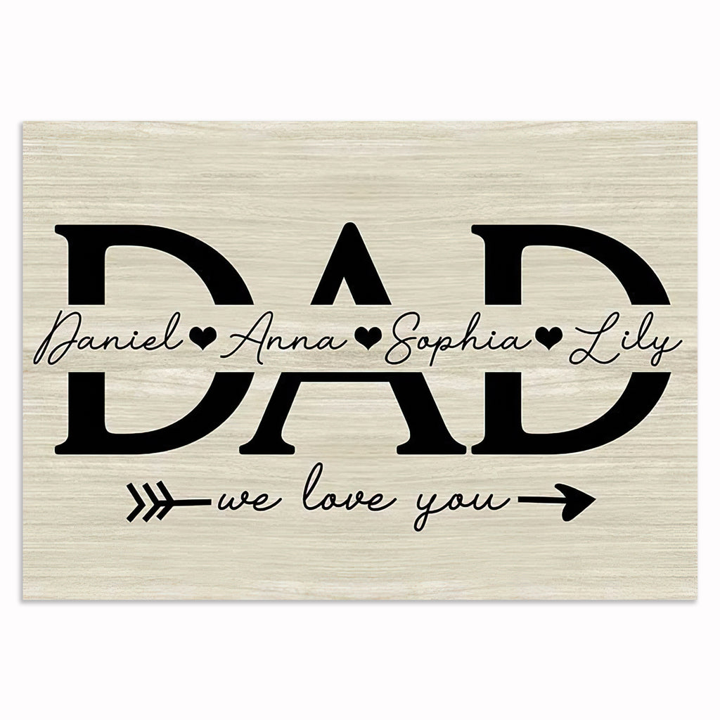 Personalized DAD We Love You Canvas – Custom Names Father's Day Gift
