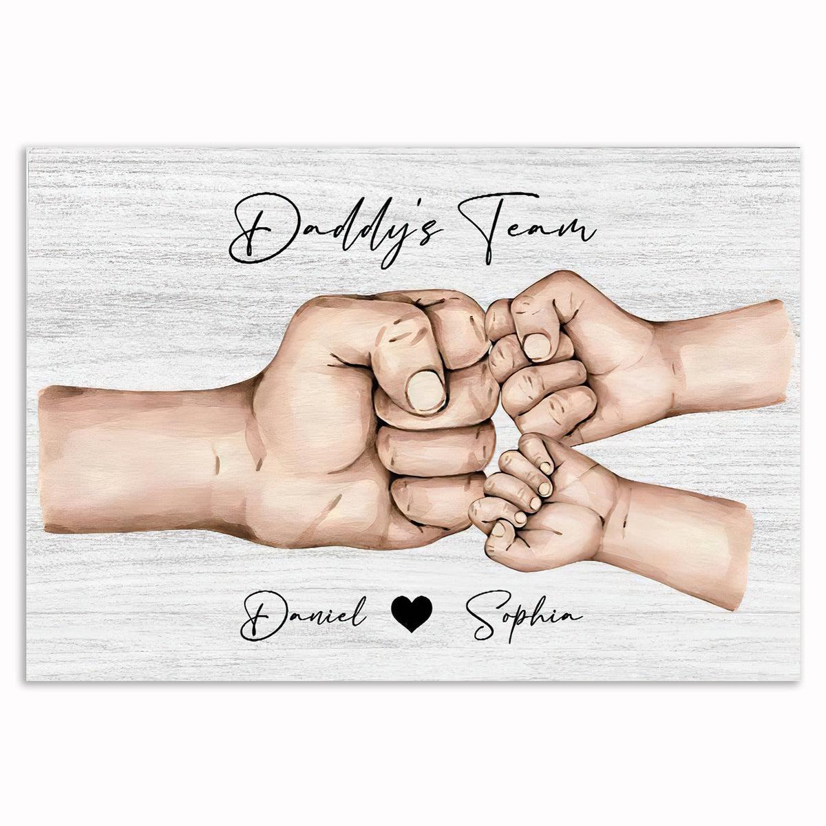 Personalized Daddy's Team Fist Bump Canvas – Custom Kids Names Gift