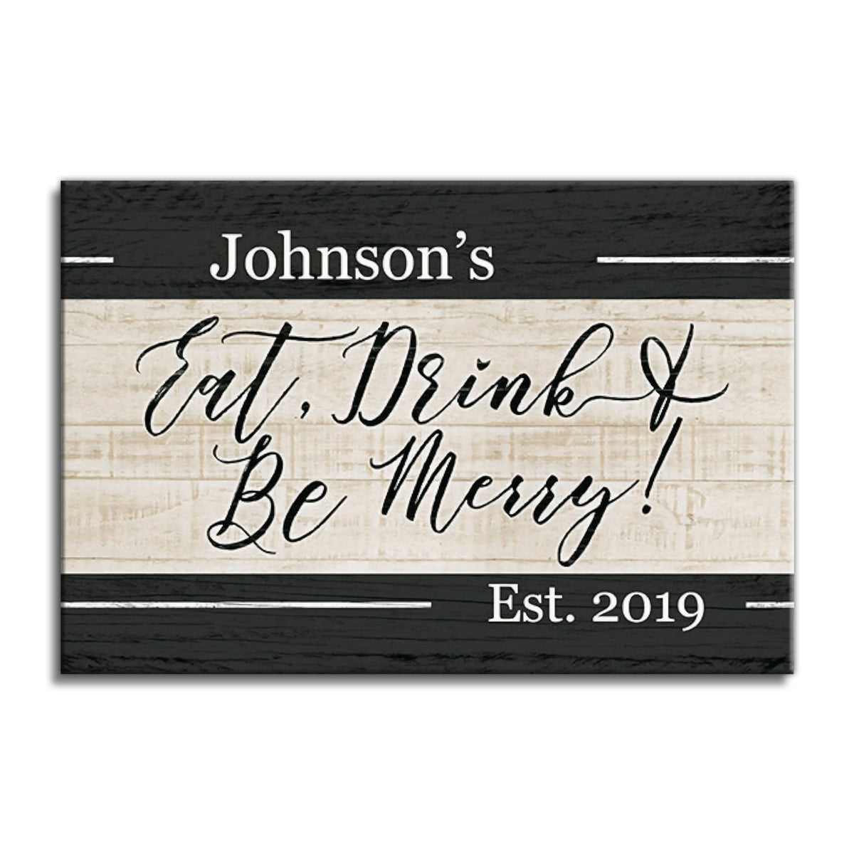 Personalized Eat Drink And Be Merry Canvas – Custom Family Name Sign