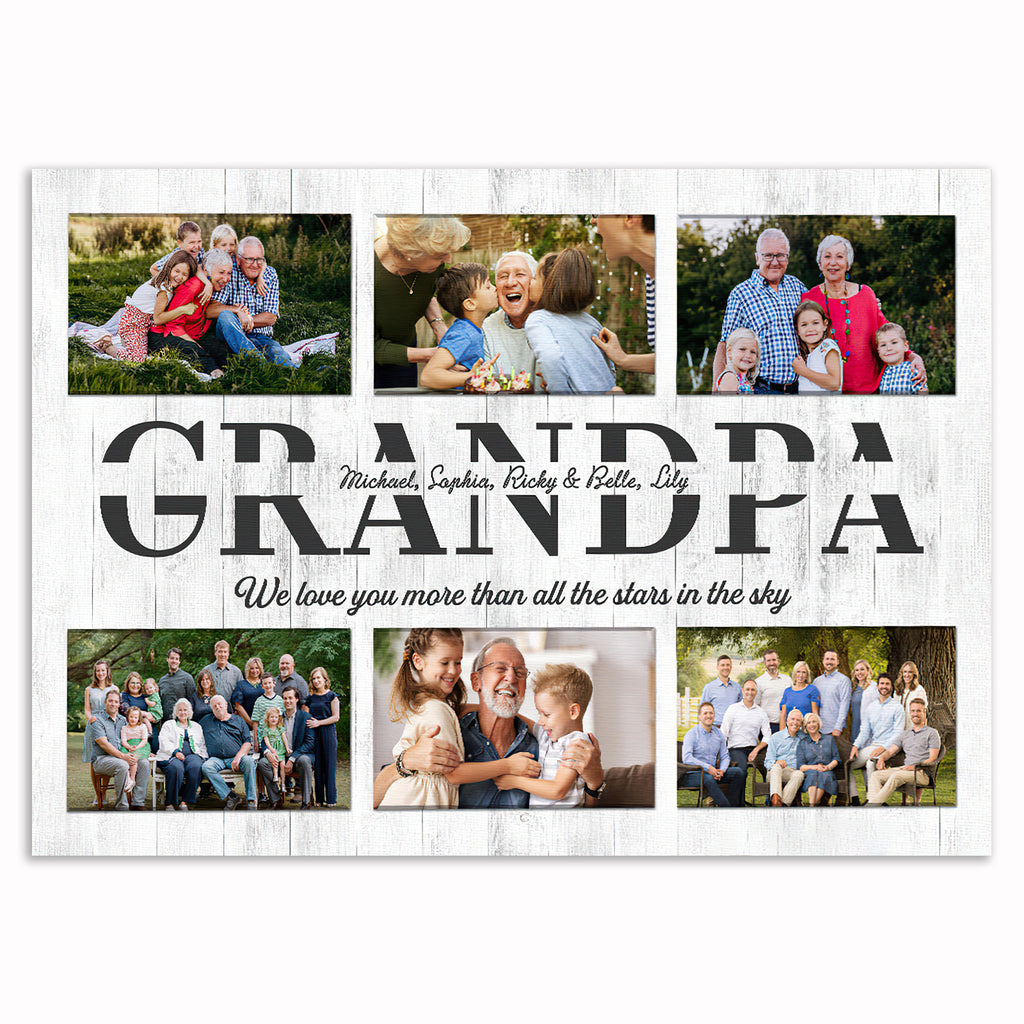 Personalized Grandpa Photo Collage Canvas – Custom Photos Wall Art