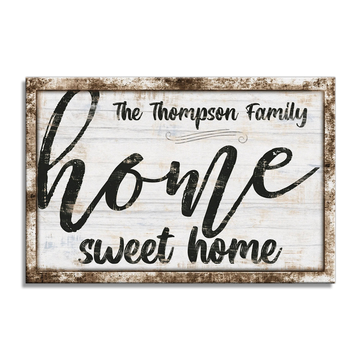 Personalized Home Sweet Home Canvas – Custom Family Name Rustic Art