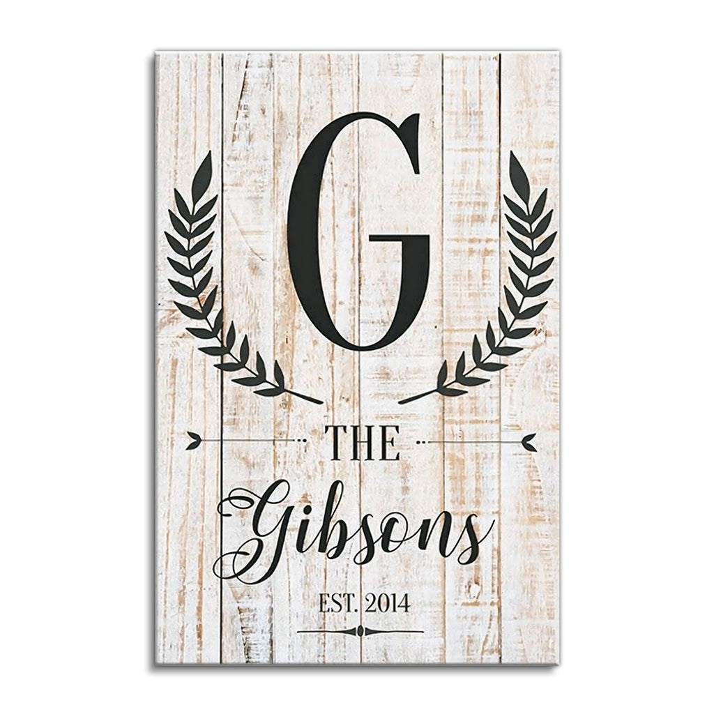Personalized Family Monogram Canvas – Custom Initial And Surname Wall