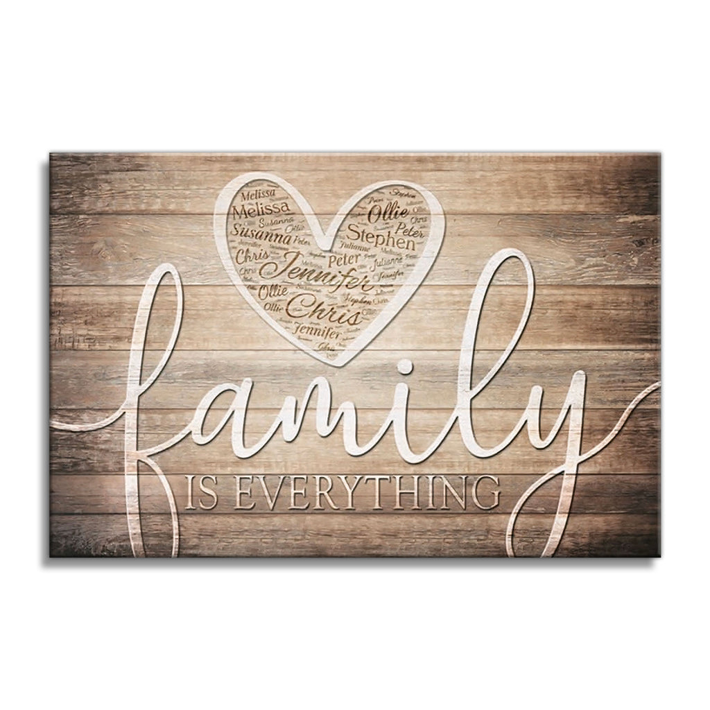 Personalized Family Names In A Heart Canvas – Custom Family Wall Art