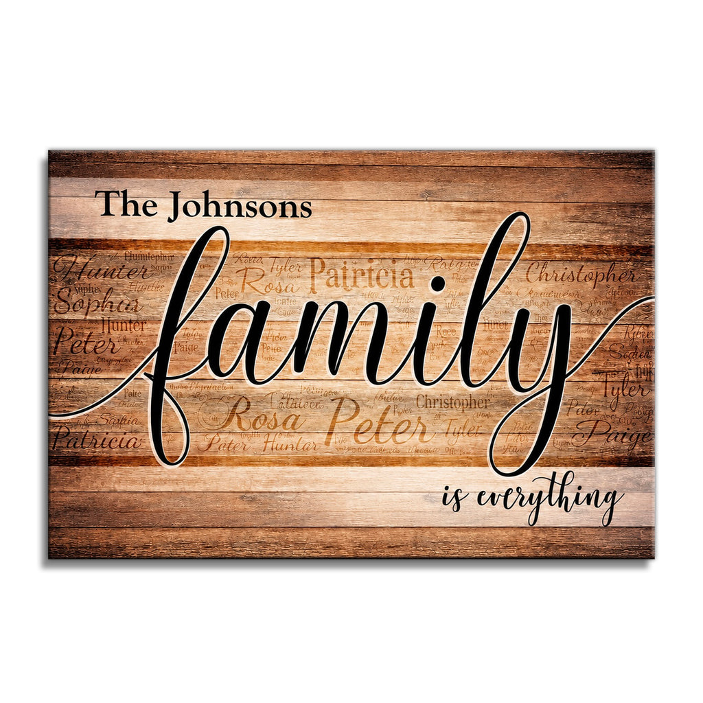 Personalized Family Names On Wood Canvas – Custom Family Wall Art
