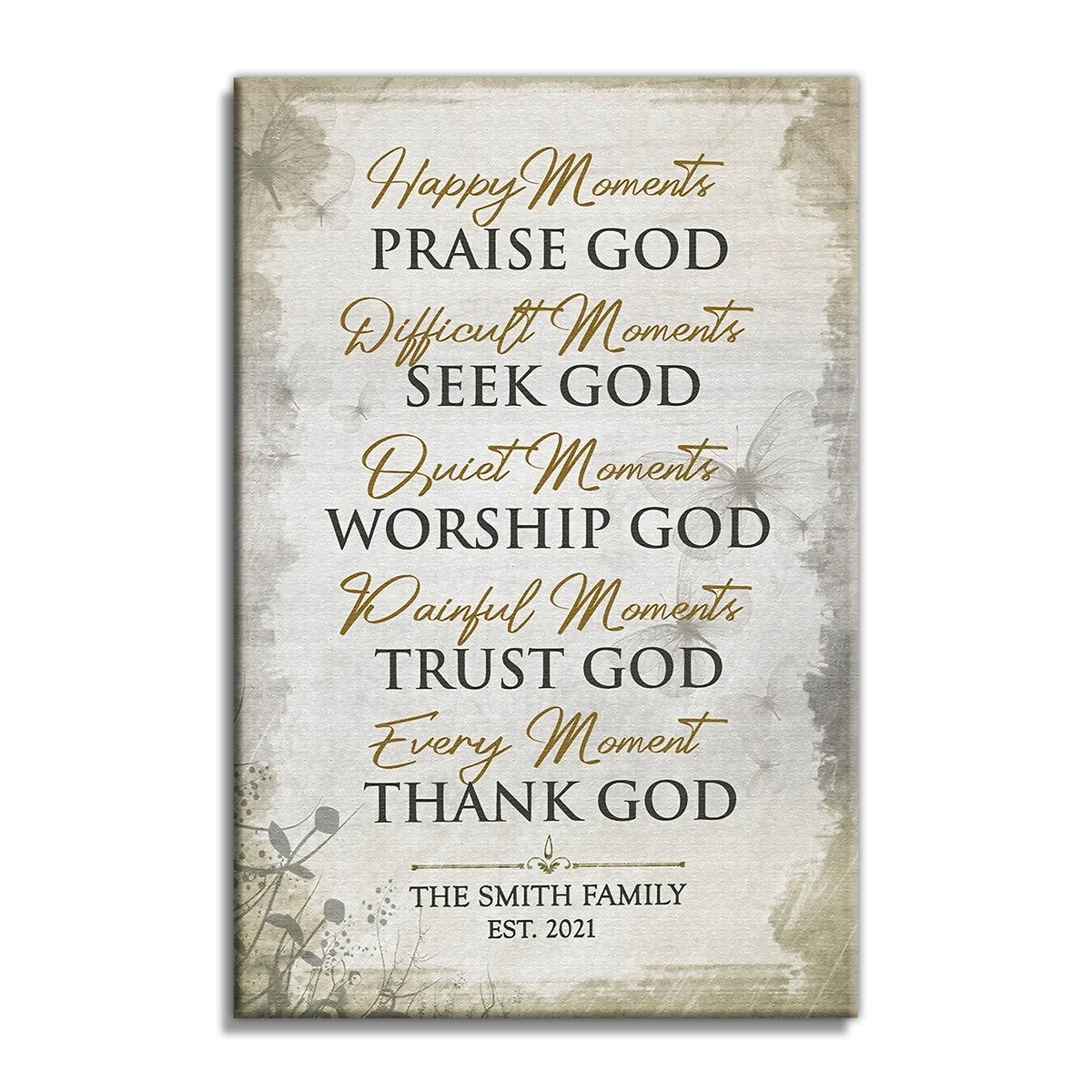 Personalized Family Name Christian Canvas – Custom Surname Scripture