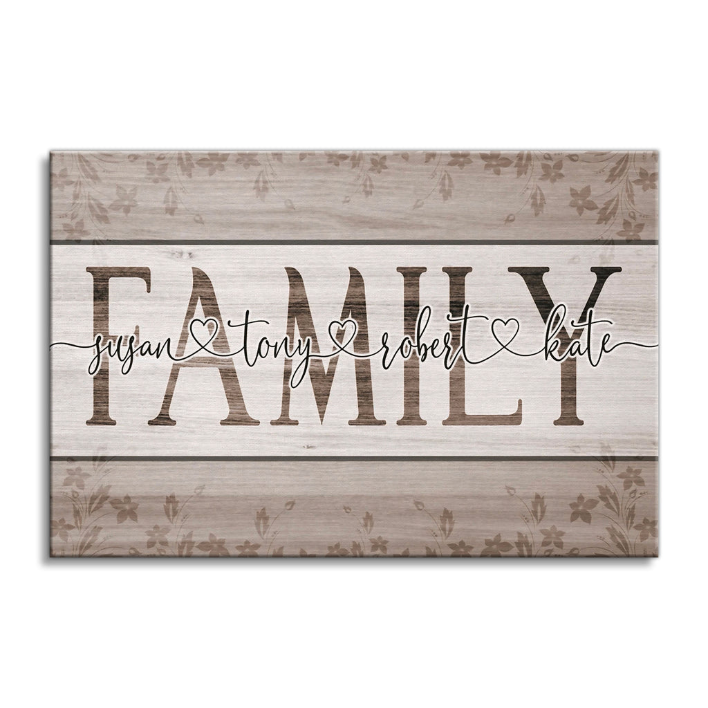 Personalized Family Names Canvas – FAMILY Letters Filled With Names