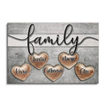Personalized Family Names On Hearts Canvas – Custom Wooden Hearts Art