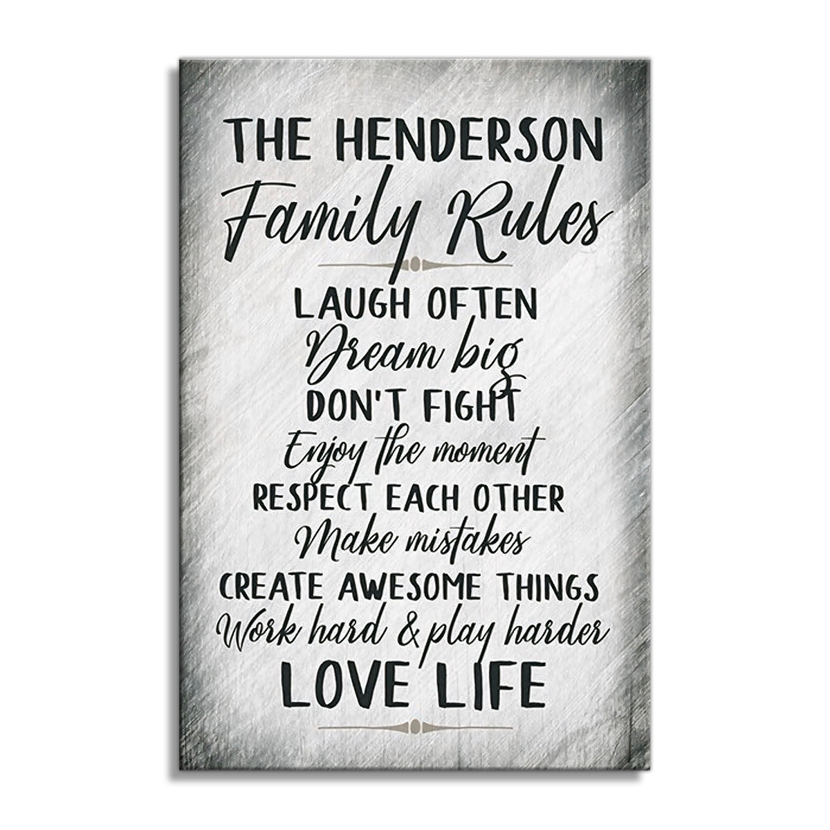 Personalized Family Rules Chalkboard Canvas – Custom Surname Wall Art