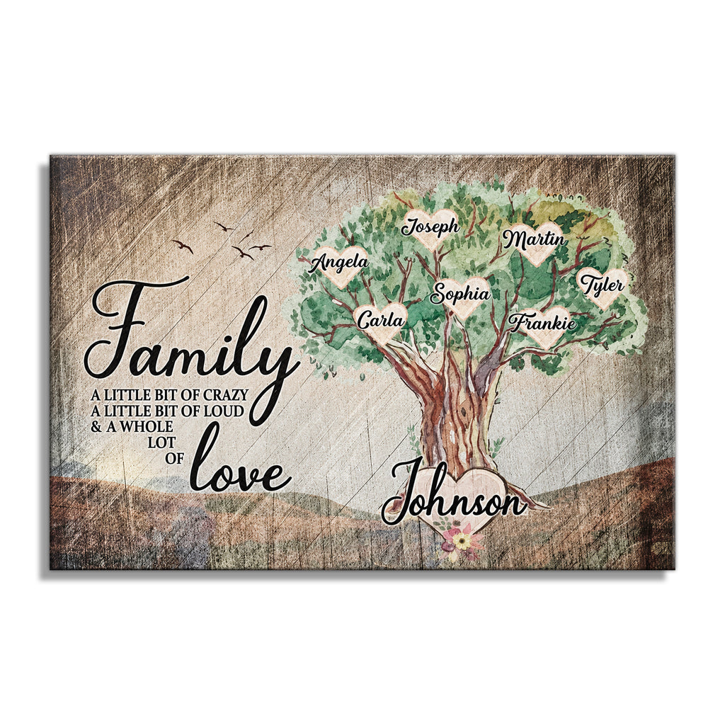 Personalized Family Tree Whole Lot Of Love Canvas – Custom Names Wall