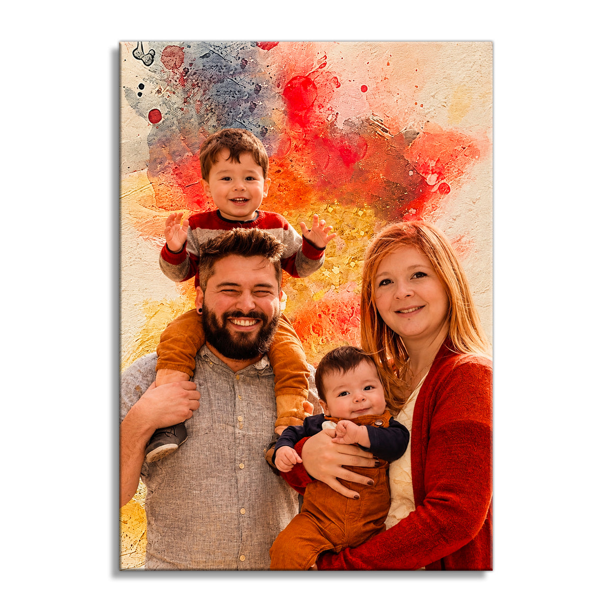 Personalized Family Watercolor Portrait Canvas – Custom Photo Painting