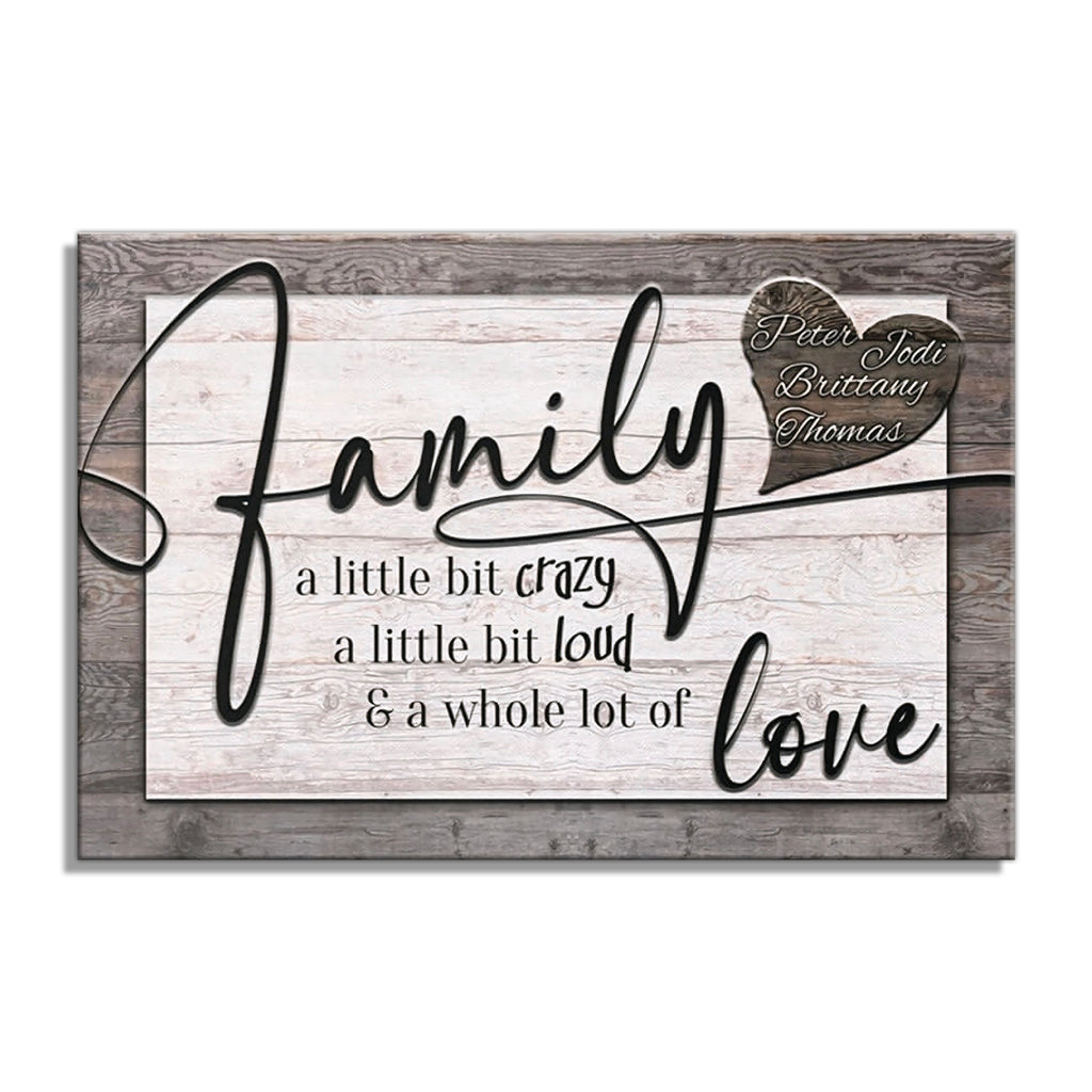 Personalized Family Heart Design Canvas – Custom Names In A Heart