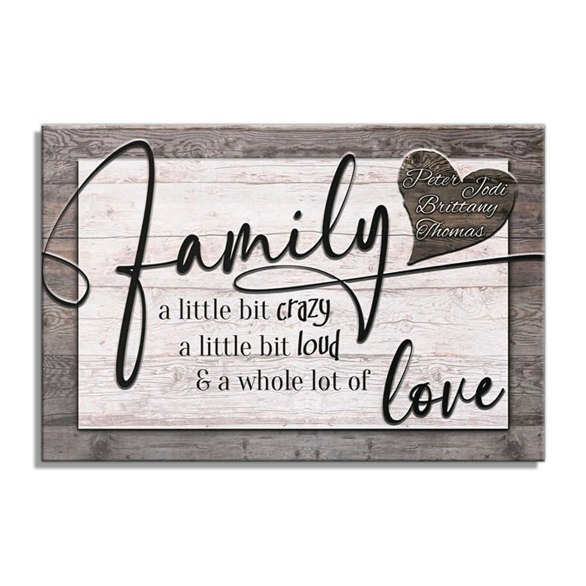 Personalized Family Heart Design Canvas – Custom Names In A Heart