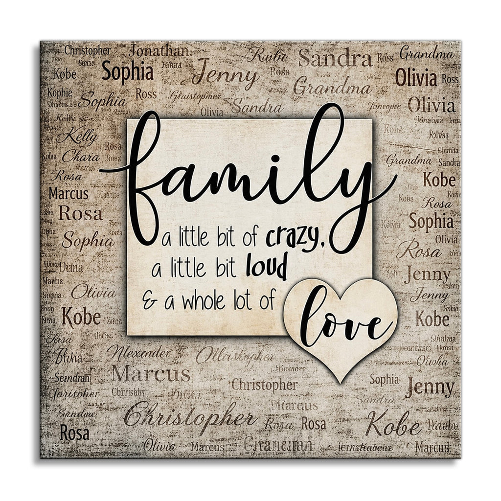 Personalized Family Love Square Canvas – Custom Names Background Art