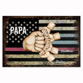 Personalized Papa Fist Bump Flag Canvas – Custom Names Father's Day