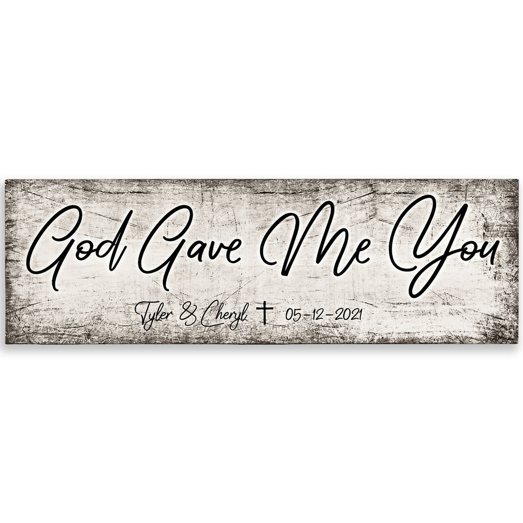 Personalized God Gave Me You Panoramic Canvas – Custom Names Wide Art