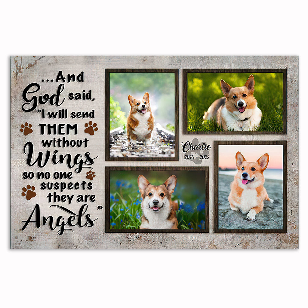 Personalized Pet Memorial Without Wings Canvas – Custom Photo Pet Loss